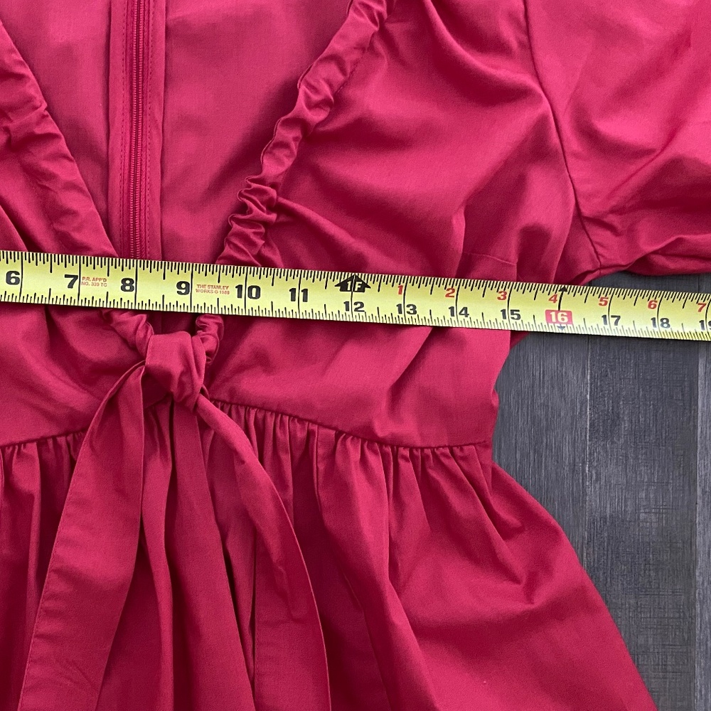 Abercrombie & Fitch Dark Pink Cinch-Front Poplin Mini Dress - Picture 5 of 7